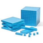 hand2mind Juego completo de diez bloques de base de plástico azul, bloques de valor de lugar, cubos de conteo para matem