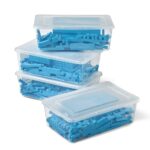 hand2mind Juego completo de diez bloques de base de plástico azul, bloques de valor de lugar, cubos de conteo para matem
