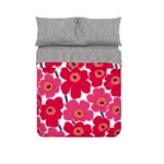 Juego de edredón Unikko Revman International 221453 algodón rojo King con fundas a juego todas las estaciones