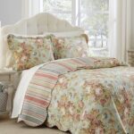 Juego de edredón 4 piezas ICIL Waverly Kensington 15967B algodón 100% color aguamarina tamaño King con falda de cama y f
