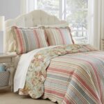 Juego de edredón 4 piezas ICIL Waverly Kensington 15967B algodón 100% color aguamarina tamaño King con falda de cama y f
