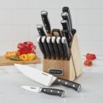 CUISINART Juego de Cuchillos con Bloque, Juego de Cuchillería de 15 Piezas con Hojas de Acero para Corte Preciso, Livian
