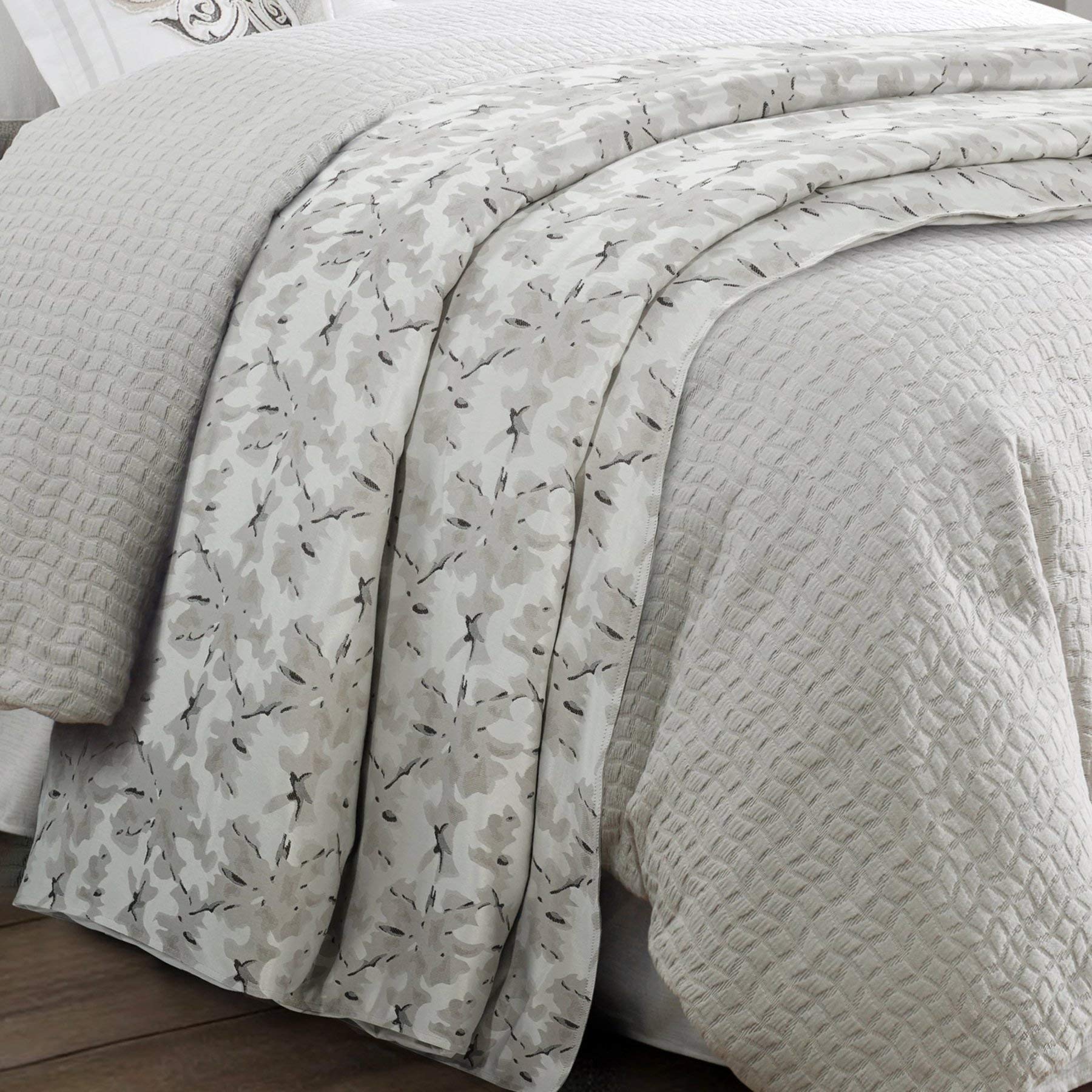 Version 1.0.0 Funda de edredon jacquard metalico HiEnd Accents FB1615DU-SK-OC plateado gris patron abstracto ropa de cama moderna tama