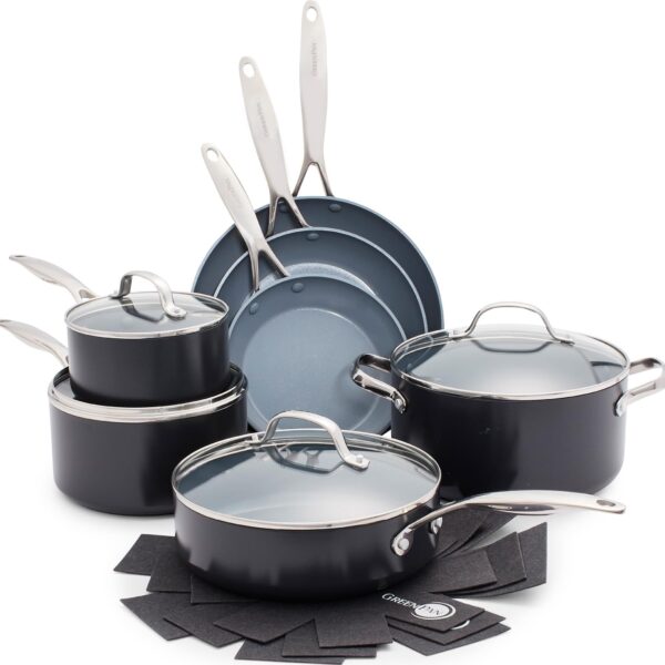 Batería de Cocina Juego de Ollas y Sartenes GreenPan Valencia Pro CC000675-001 11 Piezas Cerámica Antiadherente Anodizad