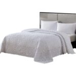 Colcha de felpilla Beatrice Home Fashions ALSBSPQNWHT diseño anillos de boda algodón Queen ropa de cama decorativa