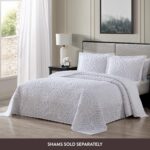 Colcha de felpilla Beatrice Home Fashions ALSBSPQNWHT diseño anillos de boda algodón Queen ropa de cama decorativa