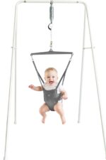Jolly Jumper Clásico (gris) con soporte - Saltador original para bebé, asiento de sillín de ejercicio para interiores y