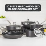 Batería de cocina juego de ollas y sartenes antiadherentes Viking 40051-9910 anodizado duro con tapas de vidrio 10 pieza