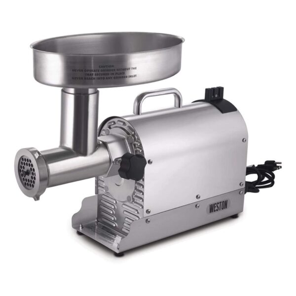 Weston Pro Series Picadora Eléctrica de Carne, Grado Comercial, 750 Vatios, 1 HP, 9 libras por Minuto, Acero Inoxidable
