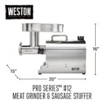 Weston Pro Series Picadora Eléctrica de Carne, Grado Comercial, 750 Vatios, 1 HP, 9 libras por Minuto, Acero Inoxidable