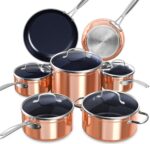 Batería de cocina antiadherente Nuwave Ceramic Nonstick Cookware Set copper de cerámica libre de PFAS apta para inducció