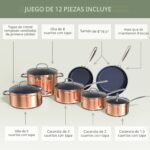 Batería de cocina antiadherente Nuwave Ceramic Nonstick Cookware Set copper de cerámica libre de PFAS apta para inducció