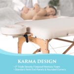 NRG Karma - Paquete de mesa de masaje portátil | Crema de vainilla | Cama de masaje plegable ligera | Mesa de spa profes