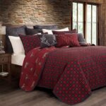 Juego de edredón algodón reversible cuadros estampado oso alce lodge HiEnd Accents QL1888-KG-OC 3 piezas King