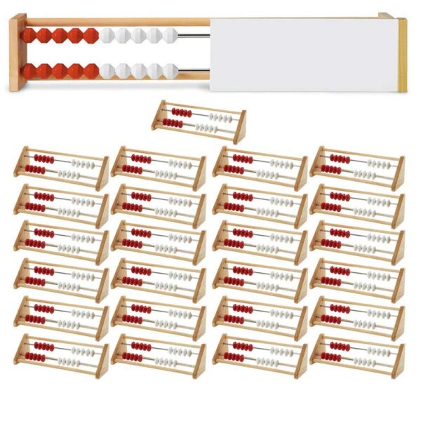 hand2mind Juego de 20 cuentas de madera de ábaco Rekenrek, ábaco de colores para matemáticas de niños, manipuladores de