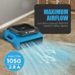 Soplador de aire para secado de alfombras XPOWER PL-700A 1050 CFM 1/3 HP bajo perfil con GFCI integrado y medidor de hor