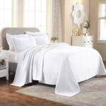 Colcha jacquard matelasse de algodon Superior Home City Inc BEDSPREAD BAS-QN-WH Queen blanca tejido de cesta geometrico