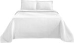 Colcha jacquard matelasse de algodon Superior Home City Inc BEDSPREAD BAS-QN-WH Queen blanca tejido de cesta geometrico