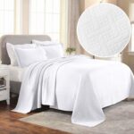 Colcha jacquard matelasse de algodon Superior Home City Inc BEDSPREAD BAS-QN-WH Queen blanca tejido de cesta geometrico