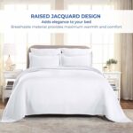 Colcha jacquard matelasse de algodon Superior Home City Inc BEDSPREAD BAS-QN-WH Queen blanca tejido de cesta geometrico