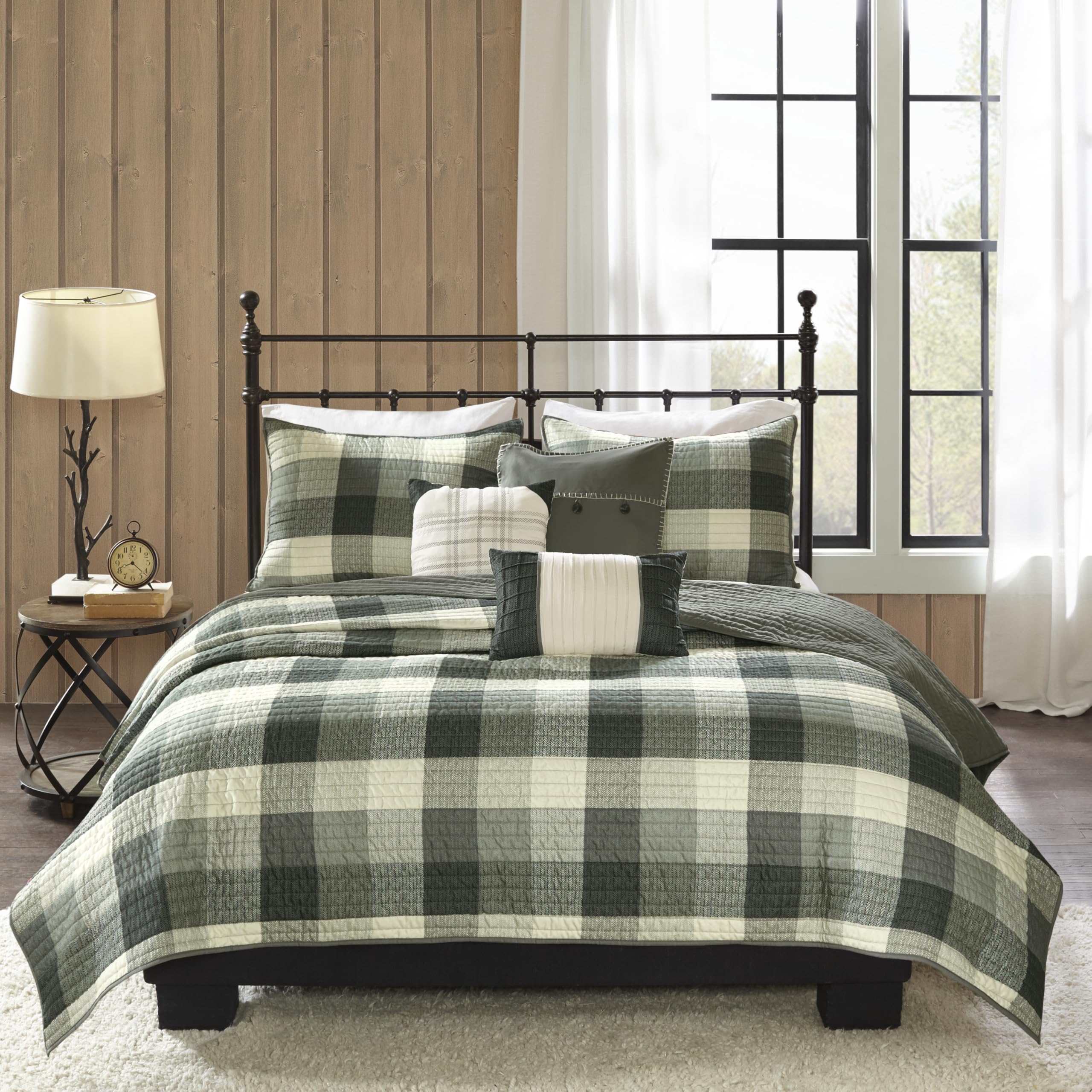 Version 1.0.0 Colcha Reversible Madison Park Cabin MP13-4681 diseño cuadros todas las estaciones transpirable matrimonial queen con fu