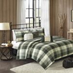 Colcha Reversible Madison Park Cabin MP13-4681 diseño cuadros todas las estaciones transpirable matrimonial queen con fu