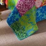 Juego de colcha de retazos florales Tache Home Fashion VEFloralpatchwork-Queen Queen verde azul rosa amarillo