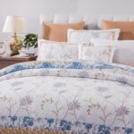 Juego de edredón algodón bordado costero reversible Tache Home Fashion VEJHW-668-T Twin blanco dorado azul cielo