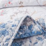 Juego de edredón algodón bordado costero reversible Tache Home Fashion VEJHW-668-T Twin blanco dorado azul cielo