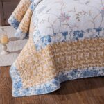 Juego de edredón algodón bordado costero reversible Tache Home Fashion VEJHW-668-T Twin blanco dorado azul cielo