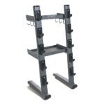 Power Systems Estante de almacenamiento de cable cromado negro, organizador de gimnasio resistente para barras y accesor