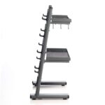 Power Systems Estante de almacenamiento de cable cromado negro, organizador de gimnasio resistente para barras y accesor