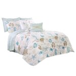 Juego de edredón reversible Lush Decor Triangle Home Fashions 16T002242 Harbor Life 7 piezas matrimonial Queen azul y gr