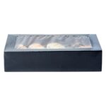 Caja de sushi desechable Restaurantware Sakura Vision RWA0356 papel negro rectangular 8x4.8x1.8 pulgadas tapa integrada