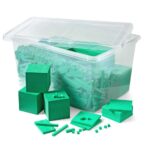 hand2mind Juego completo de diez bloques de base de espuma verde, bloques de valor de lugar, cubos de conteo para matemá