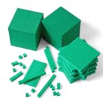 hand2mind Juego completo de diez bloques de base de espuma verde, bloques de valor de lugar, cubos de conteo para matemá