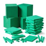 hand2mind Juego completo de diez bloques de base de espuma verde, bloques de valor de lugar, cubos de conteo para matemá
