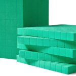 hand2mind Juego completo de diez bloques de base de espuma verde, bloques de valor de lugar, cubos de conteo para matemá