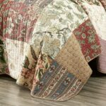 Juego de edredón Chezmio Collection Delaney-Quilt-Queen 100% algodón prelavado diseño floral patchwork 3 piezas tamaño Q