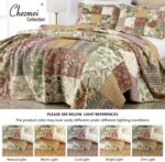 Juego de edredón Chezmio Collection Delaney-Quilt-Queen 100% algodón prelavado diseño floral patchwork 3 piezas tamaño Q