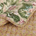 Juego de edredón Chezmio Collection Delaney-Quilt-Queen 100% algodón prelavado diseño floral patchwork 3 piezas tamaño Q