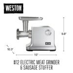 Weston Picadora eléctrica de carne y embutidora de salchichas, #12 750 vatios, motor de 1 HP, muele 4 libras por minuto,