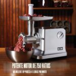 Weston Picadora eléctrica de carne y embutidora de salchichas, #12 750 vatios, motor de 1 HP, muele 4 libras por minuto,