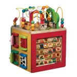 Battat Cubo de actividades con tema de granja - Juguetes educativos de madera para niños pequeños y niños - 1 año +