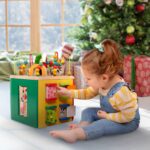 Battat Cubo de actividades con tema de granja - Juguetes educativos de madera para niños pequeños y niños - 1 año +