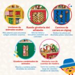 Battat Cubo de actividades con tema de granja - Juguetes educativos de madera para niños pequeños y niños - 1 año +