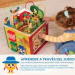Battat Cubo de actividades con tema de granja - Juguetes educativos de madera para niños pequeños y niños - 1 año +