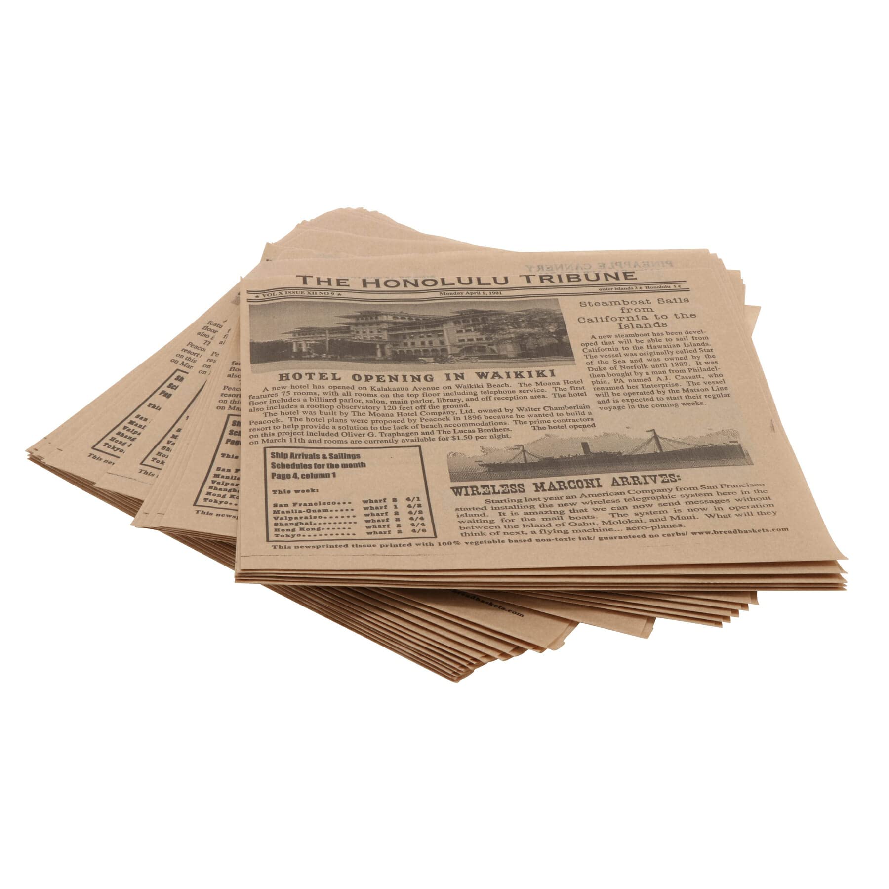 Version 1.0.0 G.E.T. 4-T6000 - Papel de forro para aperitivo/cesta de servir, 7 x 7 pulgadas, Honolulu Newsprint (caja de 2000) GET 4-