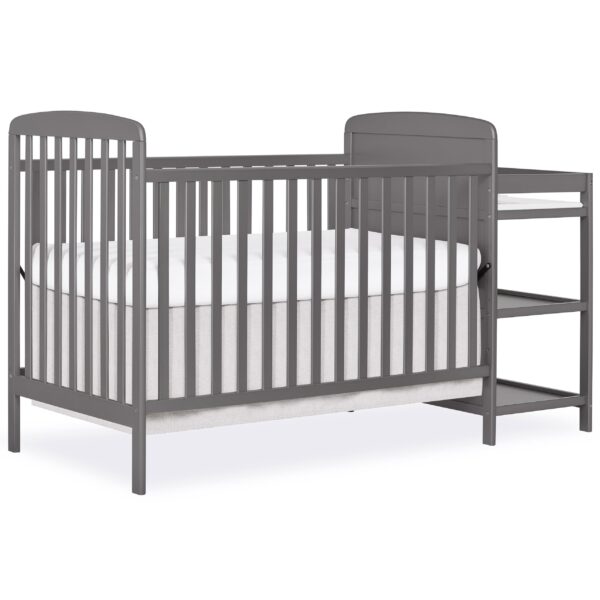 Dream On Me Anna - Cuna convertible 3 en 1 de tamaño completo para bebé y cambiador con almacenamiento en gris (Steel Gr