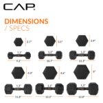 CAP Juego de mancuernas hexagonales con revestimiento de goma con estante de almacenamiento, opciones de 100 a 210 libra